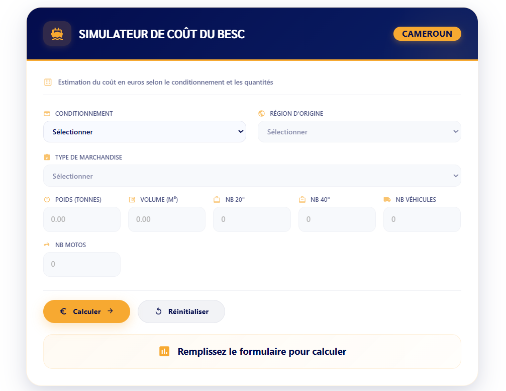 Remplir le simulateur de coût BESC Easy CTN